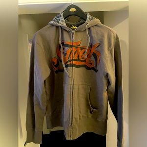 Hooded sweatshirt/hoodie. New with tags. Unworn. Lighter weight. Fits like a L